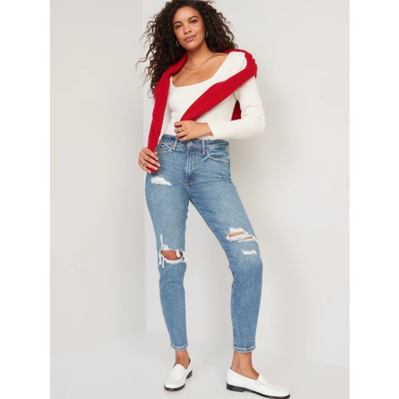 Old Navy High Rise O.G. Ripped Straight Jeans - Picture 2 of 9